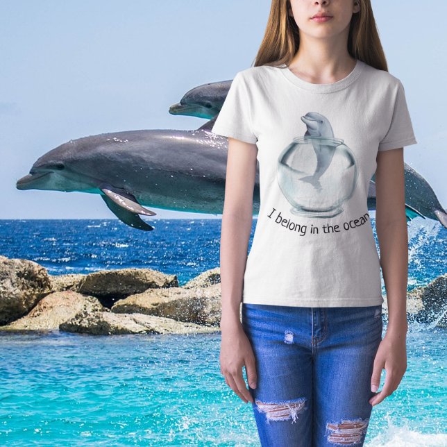 Camiseta Pertenço ao Oceano Vazio o Golfinho dos Tanques (Criador carregado)