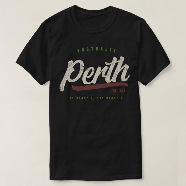 Camiseta Perth Austrália Vintage (Frente do Design)