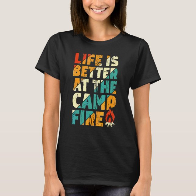 Camiseta Perto da Fogueira   Camping Vitange (Frente)