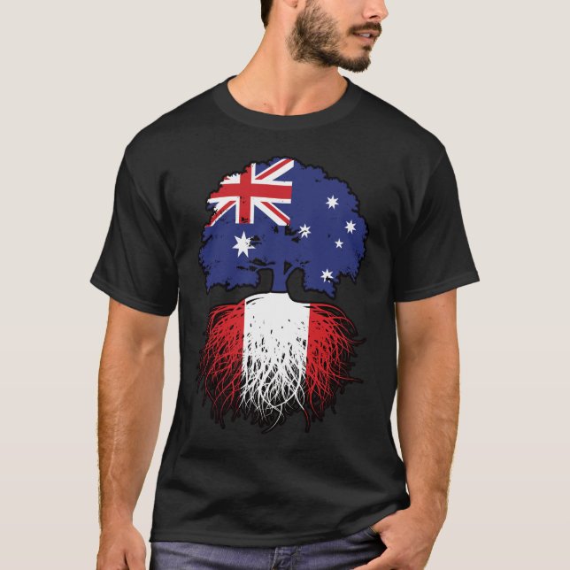Camiseta Peru: Austrália, Peru, Austrália, Árvore e Bandeir (Frente)