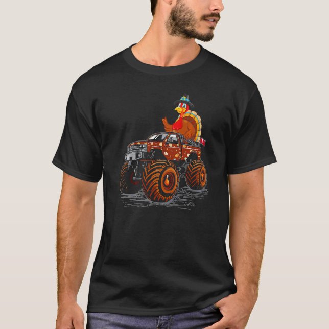 Camiseta Peru de Ação de Graças Andando de Caminhão Monstro (Frente)