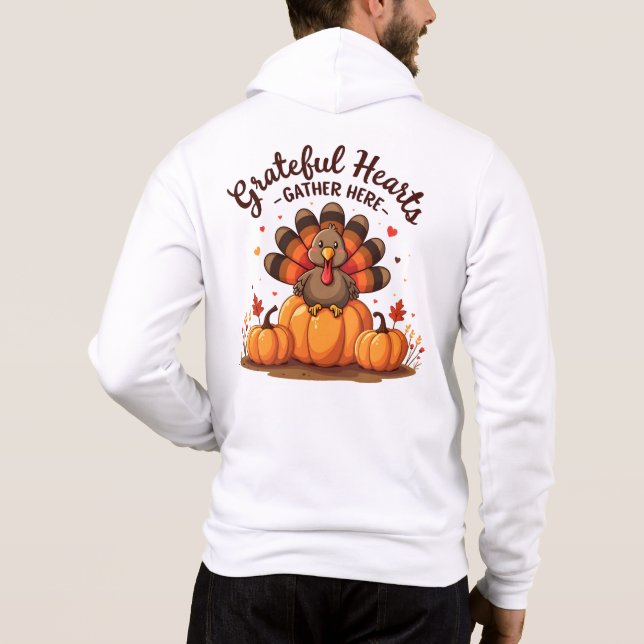 Camiseta Peru de Ação de Graças com Corações Gratos (Verso)