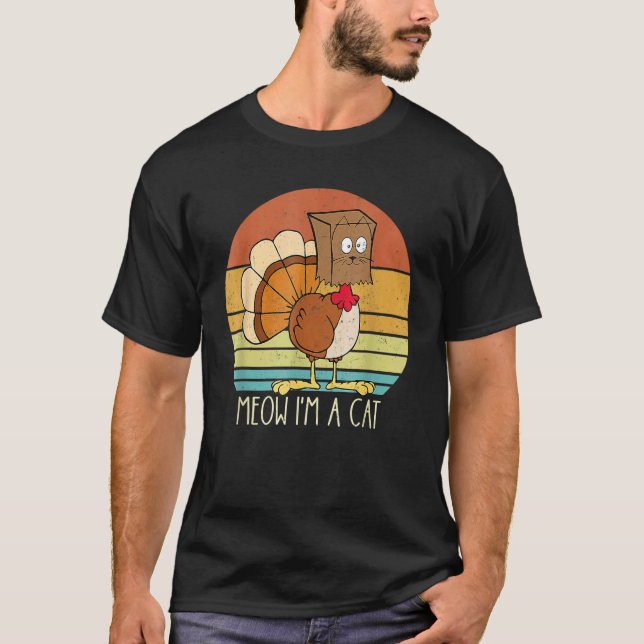 Camiseta Peru de Ação de Graças Gato Falso Retro (Frente)