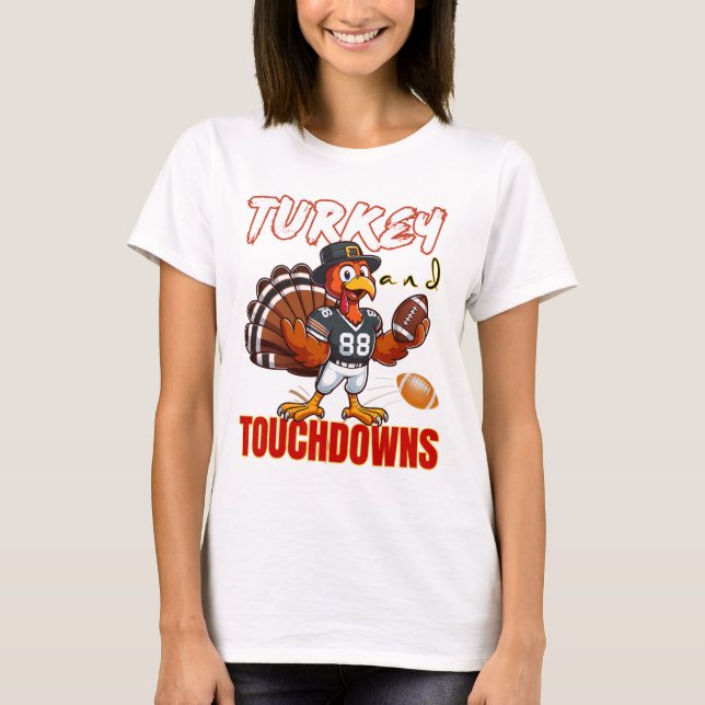 Camiseta Peru do Dia de Ação de Graças e Touchdowns Pé Lo F (Frente)