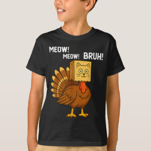 Camiseta Peru Engraçado Meow Dia de Ação de Graças Gato Fal