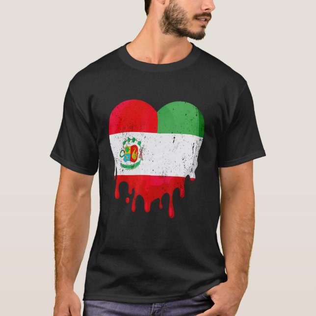 Camiseta Peru Italy Flag Heart Citizen Drinking Grown Patri (Frente)