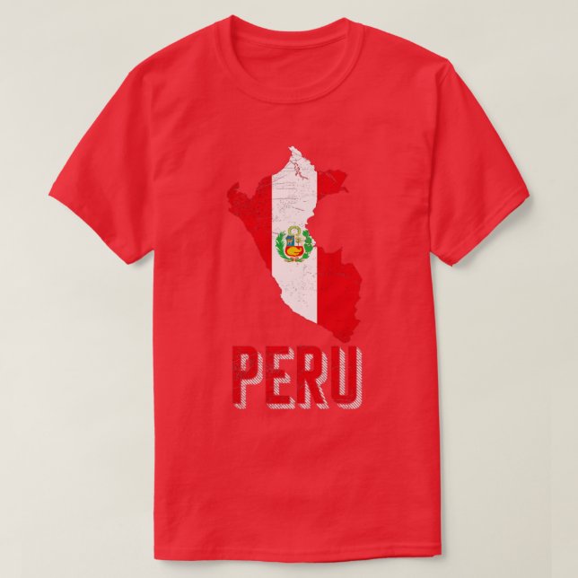 Camiseta Peru: Mapa de bandeira peruana (Frente do Design)