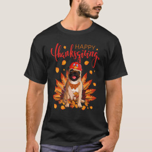 Camiseta Peru Pug Folha de Bordo Outono Vibes Dia de Ação d