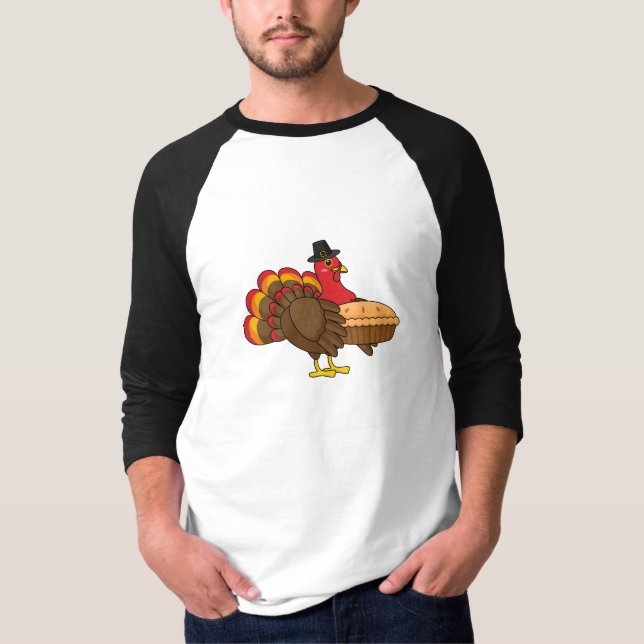 Camiseta Peru Turco Fofo com Torta de Abóbora de Ação de Gr (Frente)