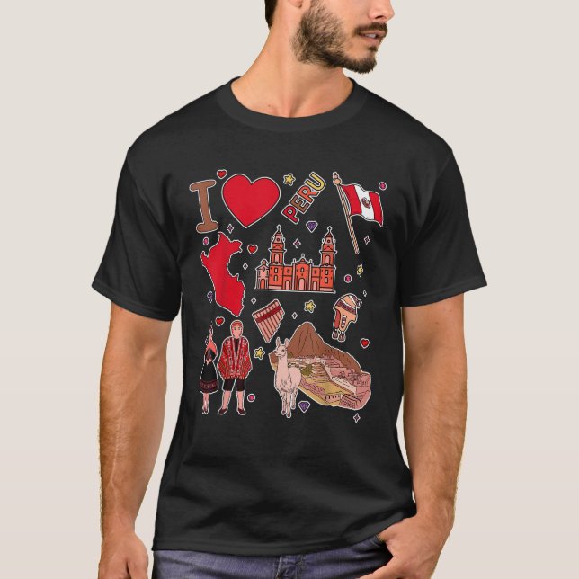 Camiseta Peruano traça marcos no mapa do Peru (Frente)