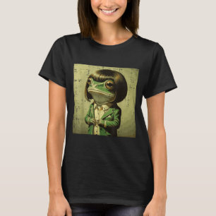 Camiseta Peruca de Cabelo Bob com Franja de Sapo Meme Engra