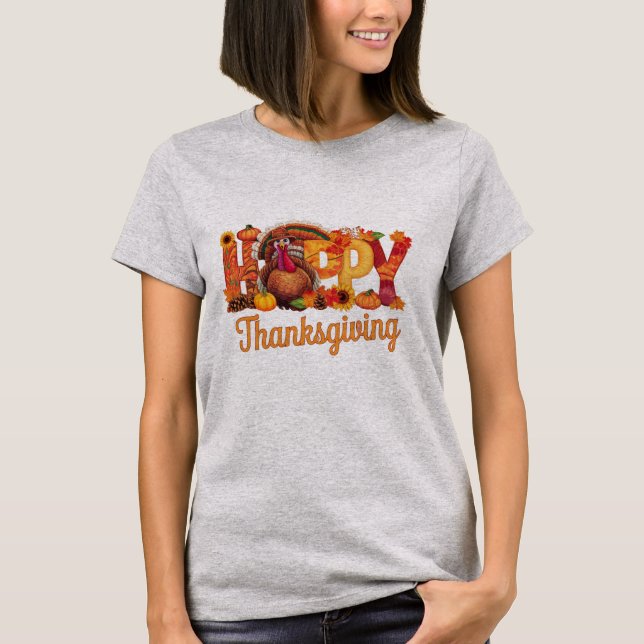 Camiseta Perus Felizes de Ação de Graças Caem (Frente)