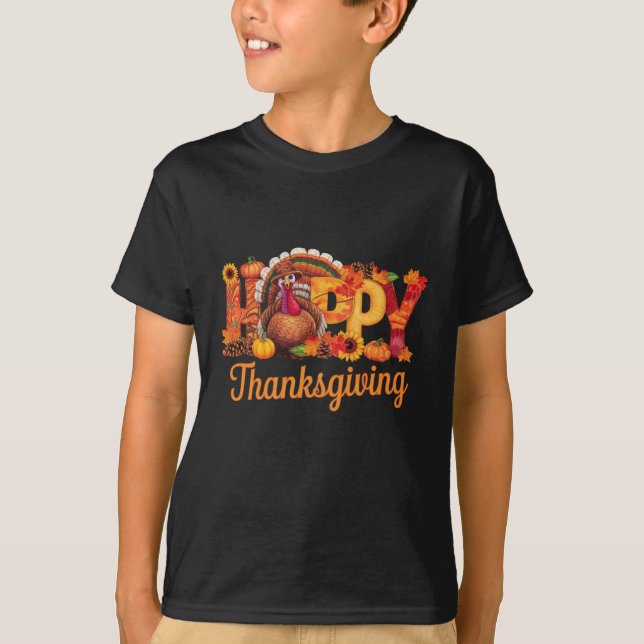 Camiseta Perus Felizes de Ação de Graças Caem (Frente)