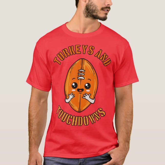Camiseta Perus Touchdowns Kawaii Design de Ação de Graças A (Frente)