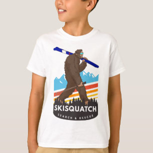 Camiseta Pés Grande Engraçados Esquiando Skisquatch Busca e