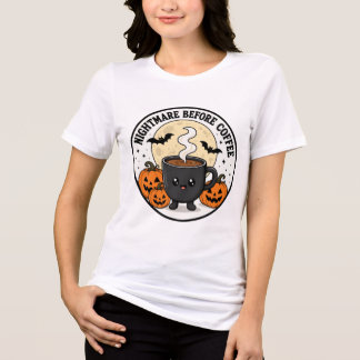 Camiseta Pesadelo antes do Café com abóboras de Halloween