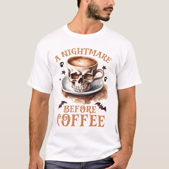 Camiseta Pesadelo Bonito Antes do Coffee Halloween (Frente)