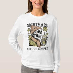 Camiseta Pesadelos Antes Do Café, Amantes Do Café Halloween