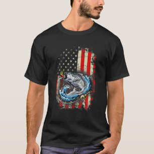 Camiseta Pesca American Flag Vintage T USA Bass Pescador