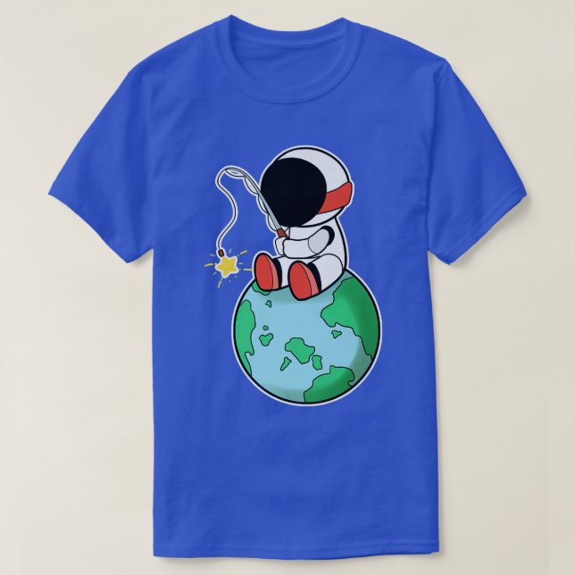 Camiseta Pesca Astronauta Na Terra (Frente do Design)
