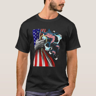 Camiseta Pesca Bandeira Americana Viciada - Gráficos Engraç