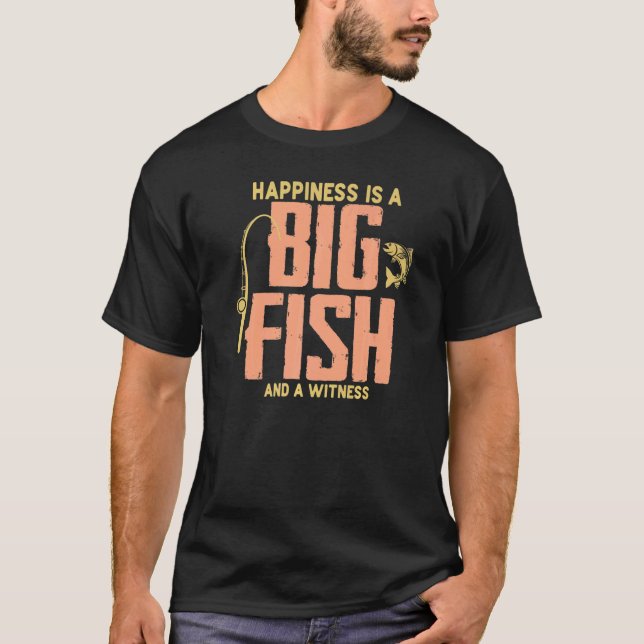 Camiseta Pesca com Anzol Felicidade É Um Grande Peixe E Uma (Frente)
