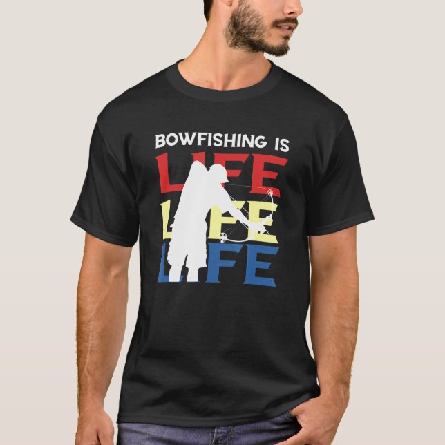 Camiseta Pesca com Arco Peixe Caça Pesca com Arco É Vida Ar (Frente)