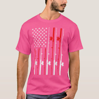 Camiseta Pesca com canas de pesca com pavilhão legal americ