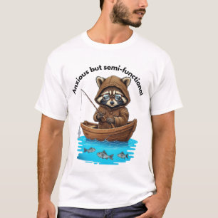 Camiseta Pesca com guaxinim ansiosa mas semifuncional