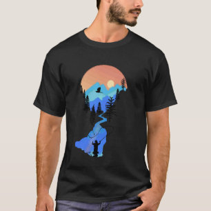 Camiseta Pesca com Mosca Rio Montanha Peixe Pôr do Sol trut