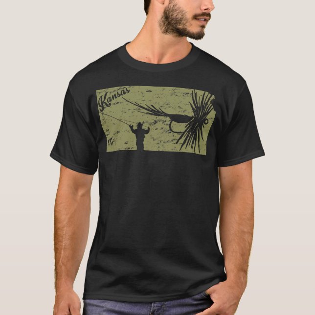 Camiseta Pesca com mosca Vintage Fish Kansas (Frente)
