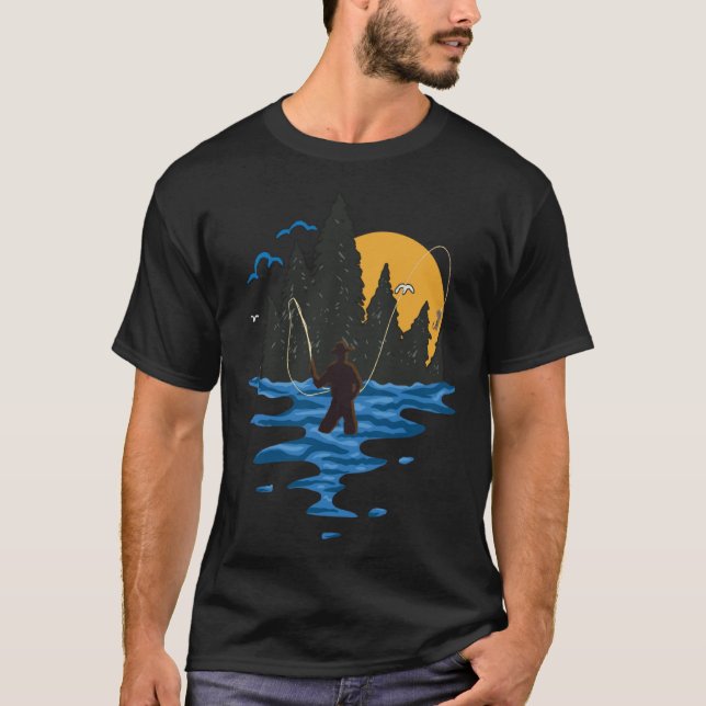 Camiseta Pesca com moscas-da-vintage (Frente)