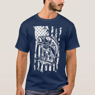 Camiseta Pesca com pavilhão de bandeira, Design Patriótico