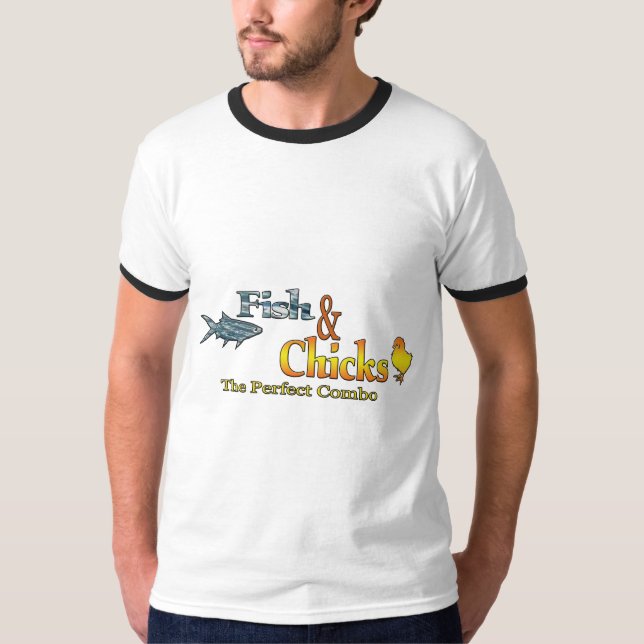 Camiseta Pesca com peixe e Pintinhos (Frente)