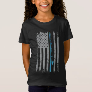 Camiseta Pesca com pinagem com pavilhão americano