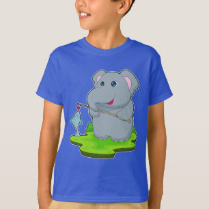 Camiseta Pesca da rocha de pesca com elefante