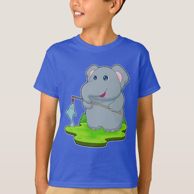 Camiseta Pesca da rocha de pesca com elefante (Frente)