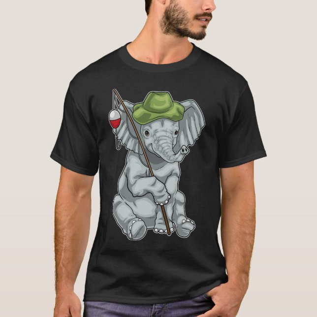 Camiseta Pesca da rocha de pesca com elefante (Frente)