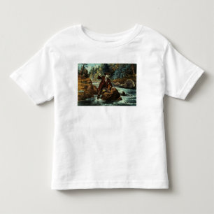 Camiseta Pesca da truta de ribeiro - um momento ansioso,