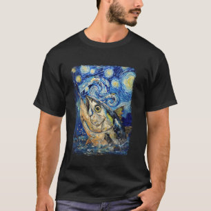 Camiseta Pesca de Atum Atum Rabo Azul Noite Estrelada Pintu