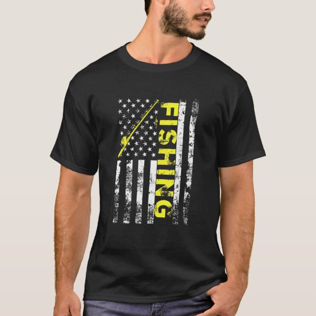 Camiseta Pesca De Bandeira Americana Rod Usa Patriótica 4º  (Frente)