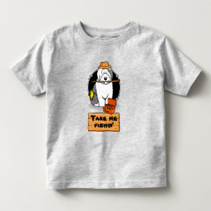Camiseta Pesca de Cão-Ovino (Cinza 1), velho, em inglês