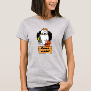 Camiseta Pesca de Cão-Ovino (Cinza 1), velho, em inglês