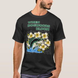 Camiseta Pesca de Crappie na Primavera com Dogwoods em Flor