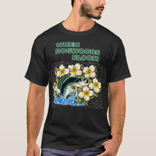 Camiseta Pesca de Crappie na Primavera com Dogwoods em Flor