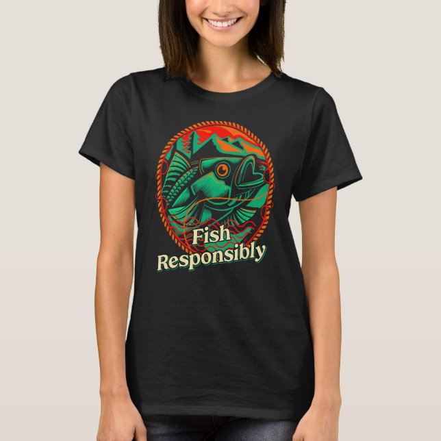 Camiseta Pesca De Estilo De Vida Responsável Hábitos De Pes (Frente)