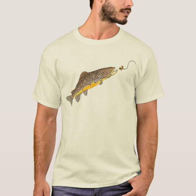 Camiseta Pesca de mosca-marrom (Frente)