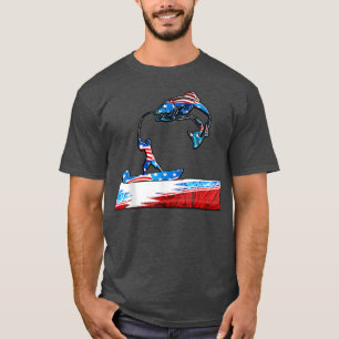 Camiseta Pesca de pavilhão americano Pescador Patriótico Di