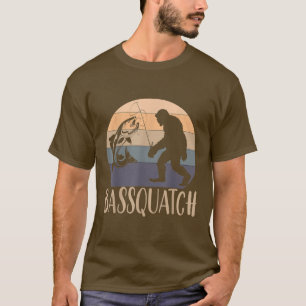Camiseta Pesca De Pé-Grande Engraçado Com Bassquatch Ao Ext