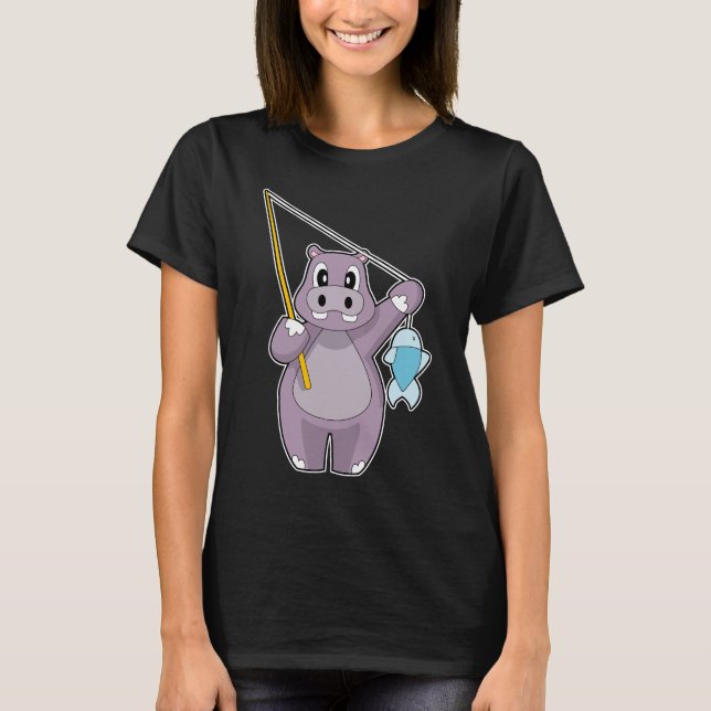 Camiseta Pesca de Peixe-Anzol Hipopótamo (Frente)